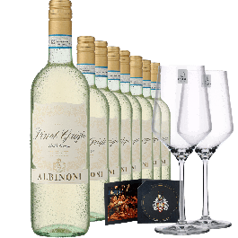 Albinoni Pinot Grigio inkl. 2er-Set Zwiesel Glas »PURE« & Drop Stop
