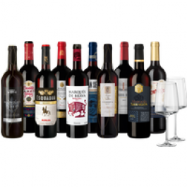 Probierpaket Spanien / Rotwein /  10 Fl. u. 2er Set Vivid Senses Weinglas,